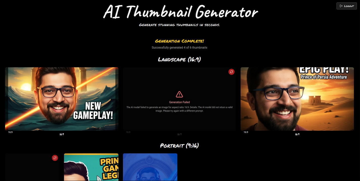 AI Thumbnail Generator screenshot